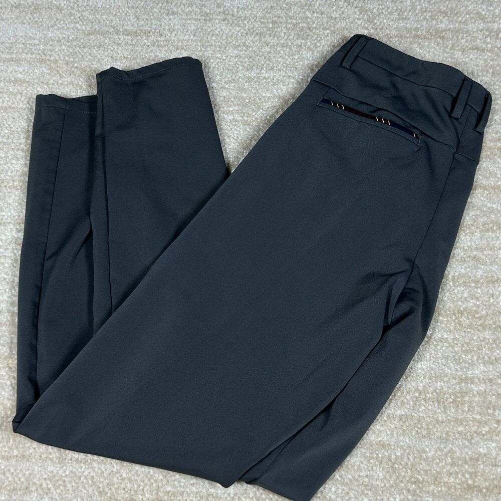 Plaid&Plain 7104 Skinny Fit Dress Pants Mens 32x32 Charcoal Stretch